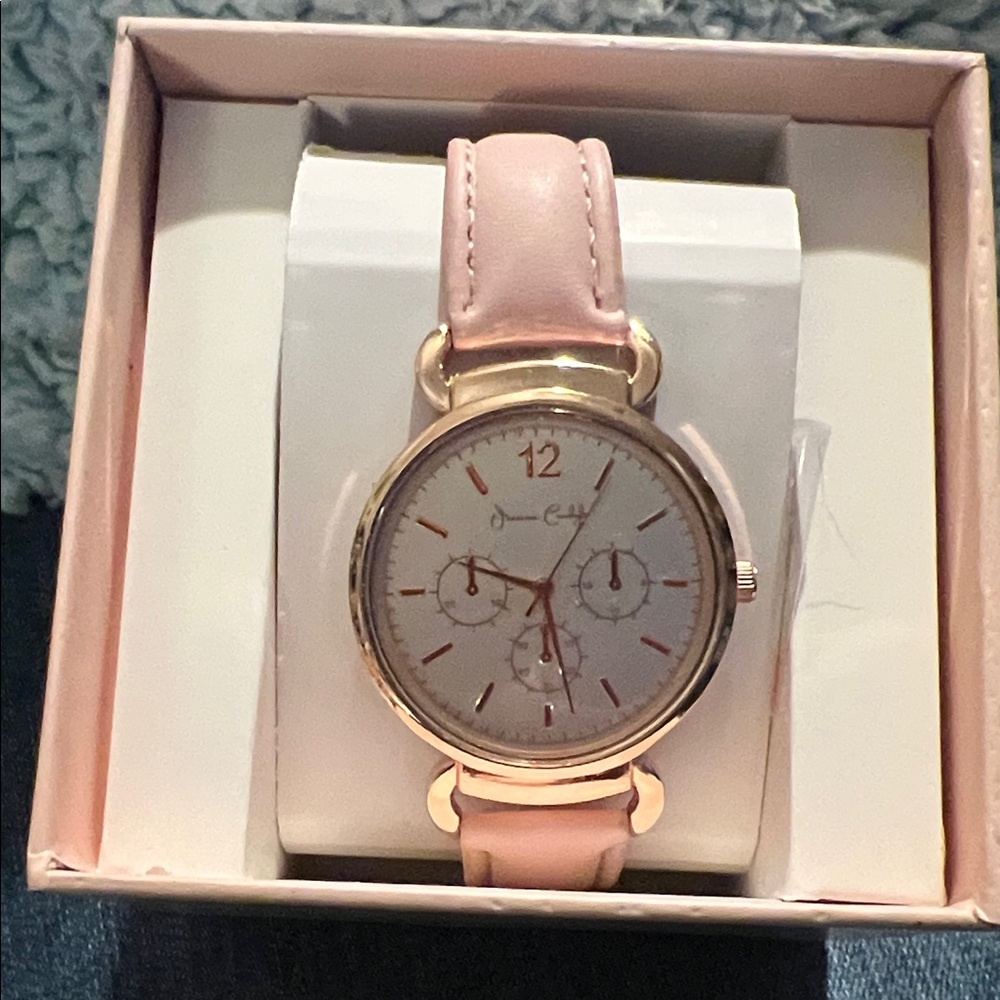 Pink Leather Strap Watch